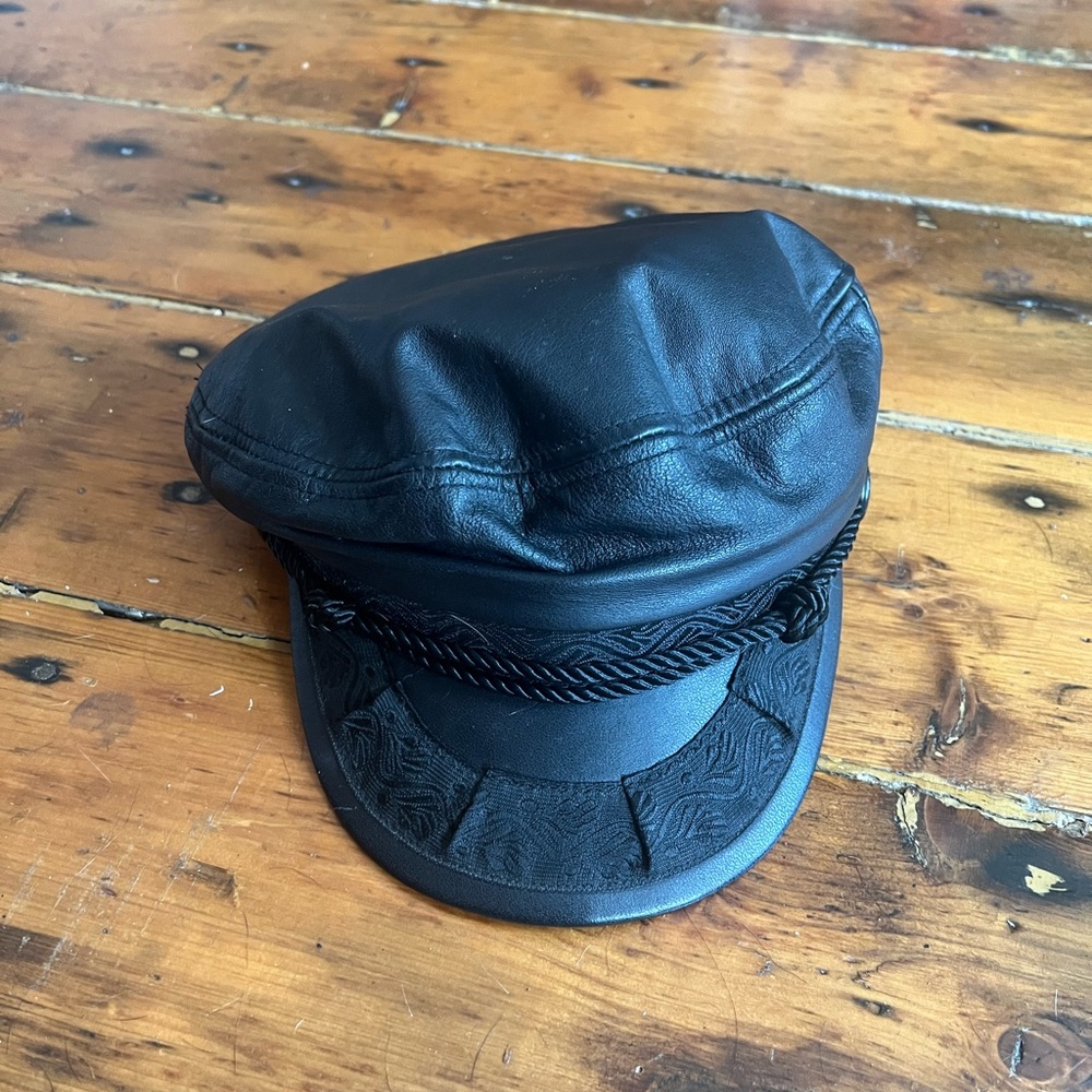 Black Leather Women's Cap